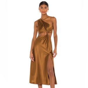 LPA Brown Satin Imani Dress (size XXS)